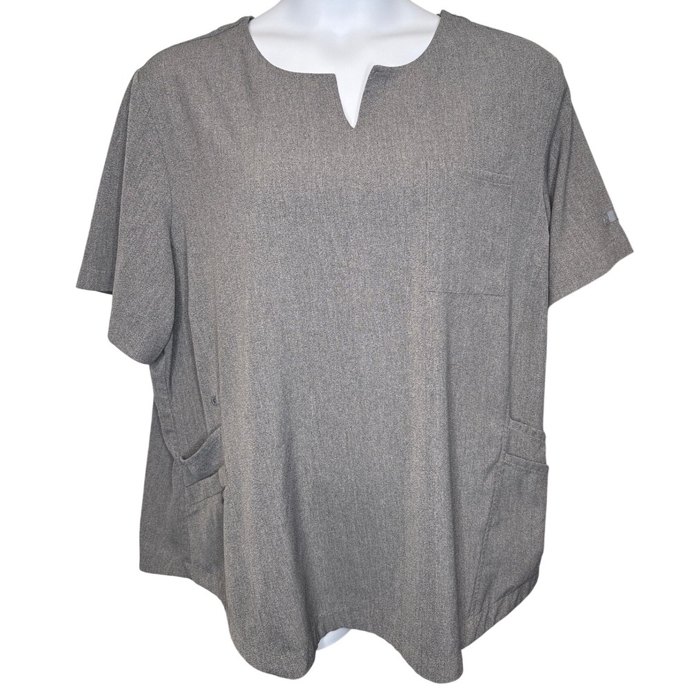 Cuddl Duds ClimateRight Womens Scrub Heather Grey Top Sz 3X Healthcare Pro